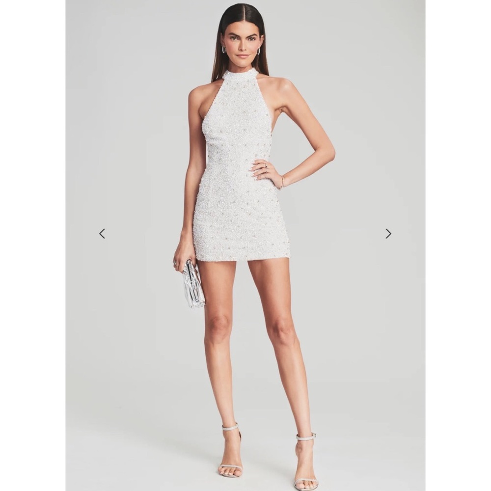 NWT Retrofete Olivia Sequence Mini Dress, white, M
